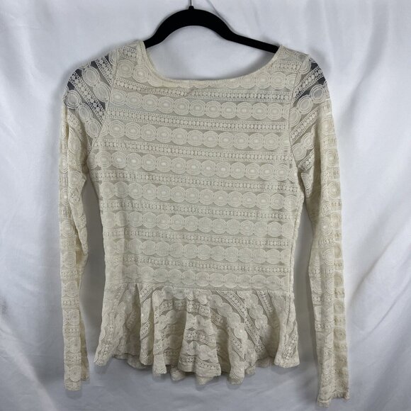 Lady Dutch Lacey Cream-Coloured Peplum Top Womens Size M - Picture 5 of 8